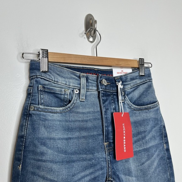 Lucky Brand Zoe High Rise Straight Jeans Womens 2/26L Long Stretch Medium Wash - Picture 2 of 7
